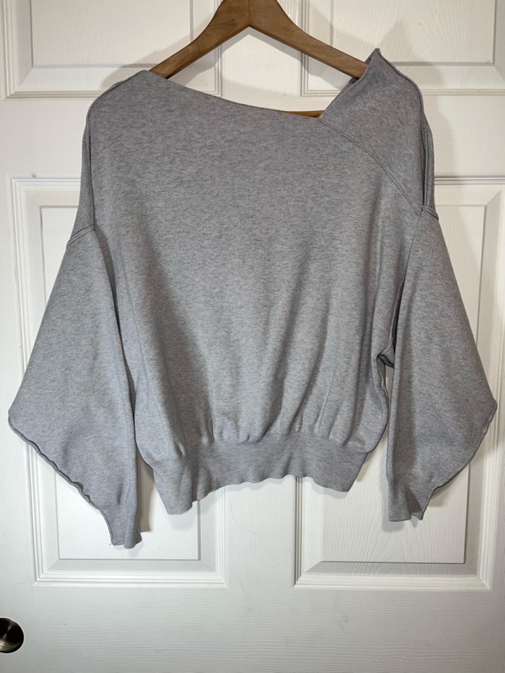 Free People Light Gray Scoop Neck Pullover Sweater